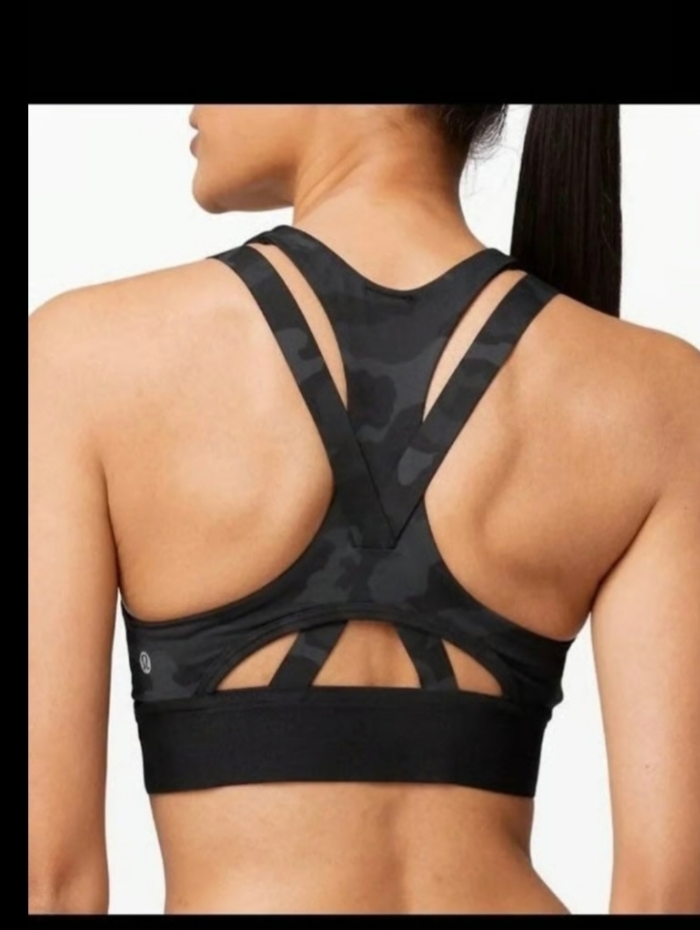 lululemon athletica Black Camo Strappy Racerback Sports Bra